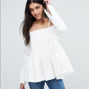 Peplum top off-the-shoulder